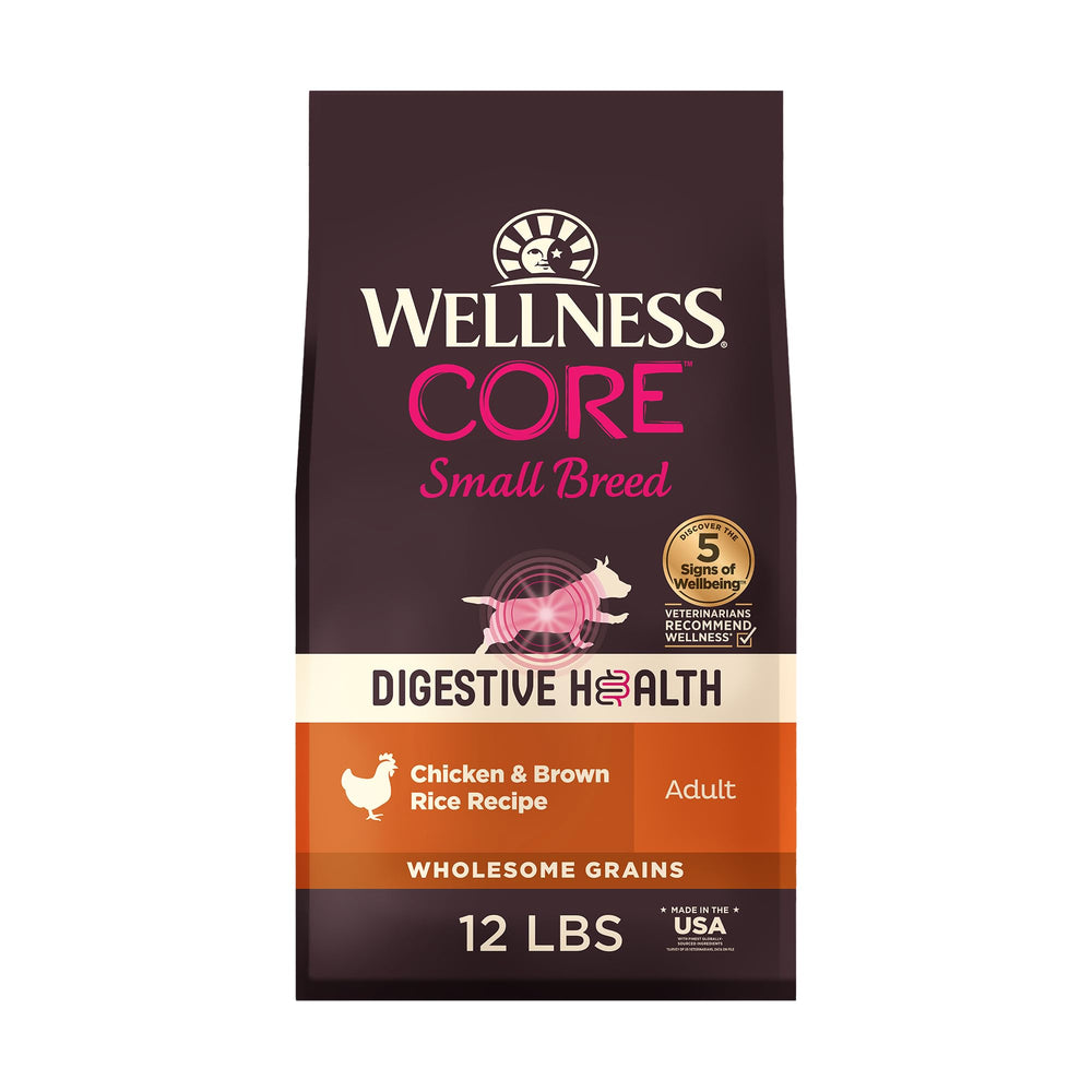 Wellness CORE Digestive Health – croquettes pour petite race, soutien digestif quotidien.