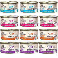 Wellness Core Digestive Pâté chat: emballage pratique de 12 boîtes pour alimentation quotidienne.