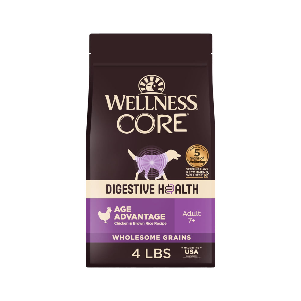 Wellness Core Digestive Health Senior croquettes dans le sac, soutien digestif potentiel.