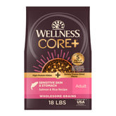 Wellness CORE+ croquettes-peau-estomac favorise peau saine et digestion douce.