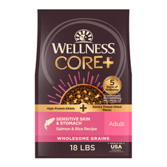 Wellness CORE+ croquettes-peau-estomac favorise peau saine et digestion douce.