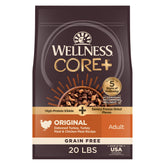 Morceaux lyophilisés de dinde Wellness CORE+ pour chiens, protéines naturelles.