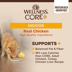 Wellness CORE+ Pâté Poulet Intérieur Sans Cereales, régime adapté pour chats d'intérieur.