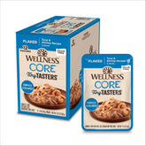 Wellness CORE Tiny Tasters: flocons thon et crevettes pour chat adulte, hydratation naturelle.