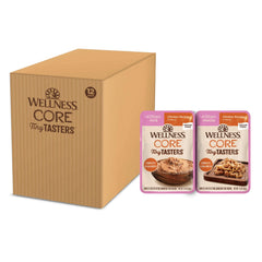 Wellness CORE Tiny Tasters – sachet poulet haché, protéines élevées pour l'énergie quotidienne.