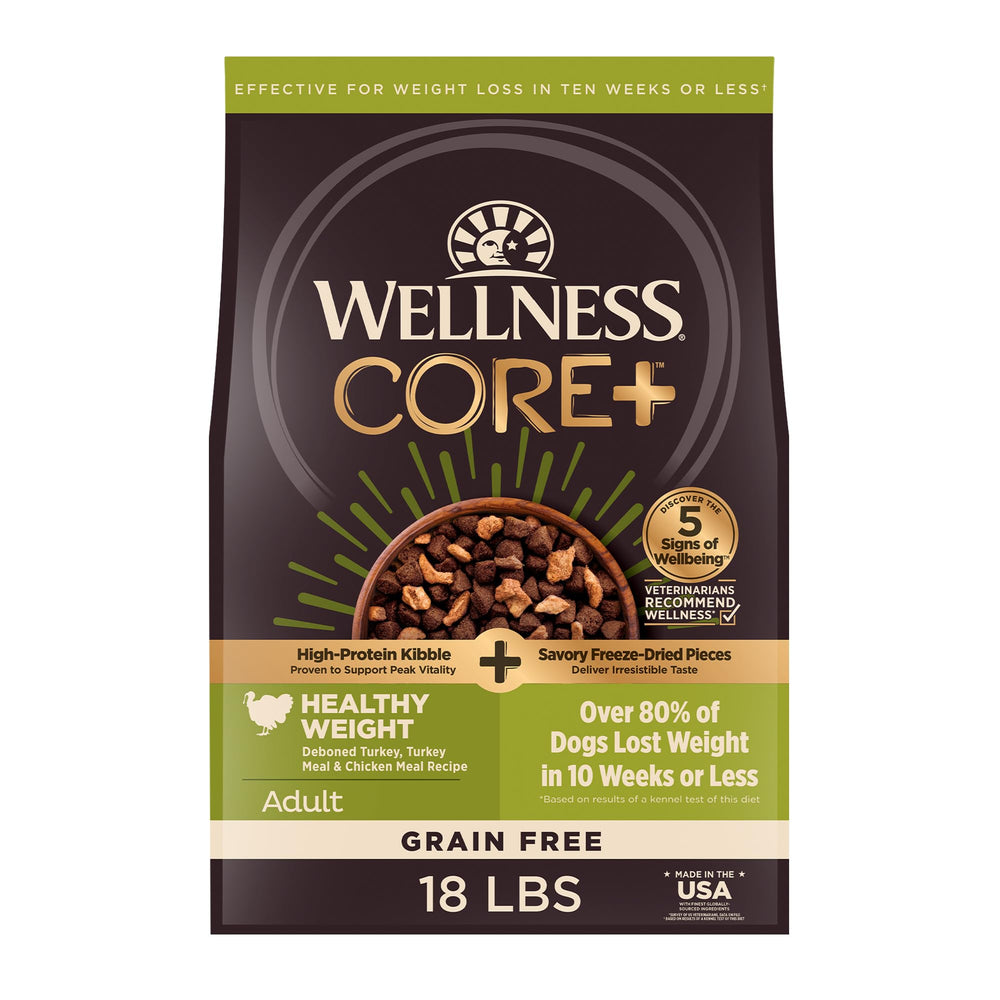 Wellness CORE+ sac chien 18 kilos, nourriture riches protéines pour chien actif.