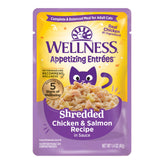 Wellness Entrées appétissantes : sachet poulet-saumon émiettés avec bouillon hydratant