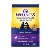 Wellness croquettes grandes races poulet et riz brun, texture croustillante pour chien actif