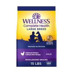 Wellness croquettes grandes races poulet et riz brun, texture croustillante pour chien actif