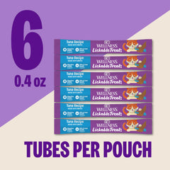 Wellness Lickable Treats tube ouvert, portion pratique pour récompenser