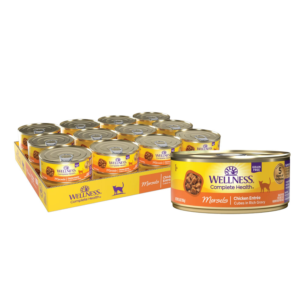 Wellness Morsels, boîte poulet, texture en cubes savoureux, pour chat