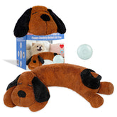 Doudou WEOK avec cœur battant rassure le chiot.