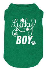 weokwock veste chien Lucky Boy imprimé lettre vert, idéale pour les sorties quotidiennes.