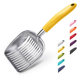 WePet cuillère à litière en aluminium avec poignée jaune, nettoyage facile et hygiène du bac.