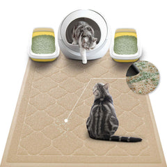 WePet tapis litière chat beige XXL — vue générale et capture efficace des débris.