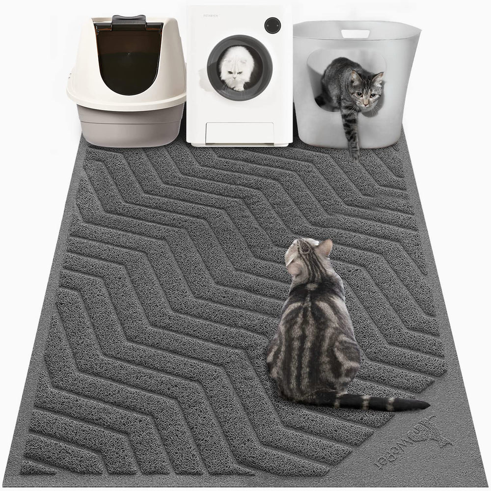 WePet tapis-litière gris XXL anti-dispersion capte efficacement la litière