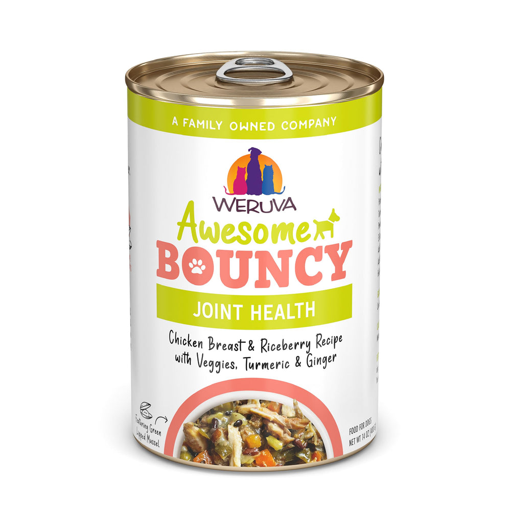 Weruva Awesome Bouncy: boîte poulet et riz brun avec légumes, soutien potentiel des articulations.