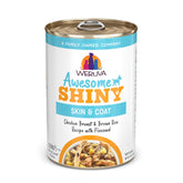 Weruva Awesome Shiny, boîte poulet et riz brun pour peau et pelage sains.
