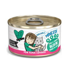 Weruva BFF Mince Thon Potiron Valentine en Jus — texture humide et hydratation potentielle.