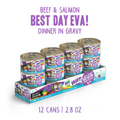 Weruva B.F.F. OMG morceaux-tendres-boeuf-saumon, texture juteuse pour stimuler l'appétit.
