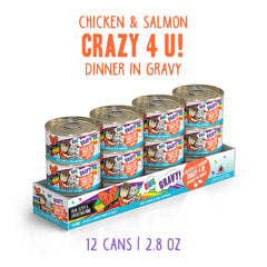 Weruva B.F.F. OMG : morceaux tendres poulet et saumon, texture appétissante.