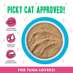 Weruva B.F.F. Play sans cereales pate thon-poulet, ideal pour chats sensibles.