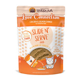 Weruva Love Connection, pate poulet saumon, prêt à servir avec le sachet Slide N Serve.