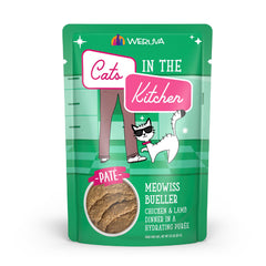 Pâté Slide N' Serve Meowiss Bueller prêt à servir dans une poche pratique.