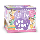 Chaton dégustant Weruva Kitten Can Jam Varieté, repas humide.