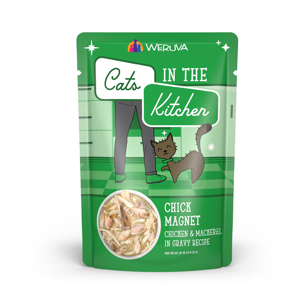 Weruva Chats en Cuisine, poulet-maquereau en sauce dans un sachet 3 oz, récompense appréciée.