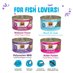 Weruva Classic Chat Asian Fusion, 3 oz, saveurs exotique sans volaille, sans céréales.