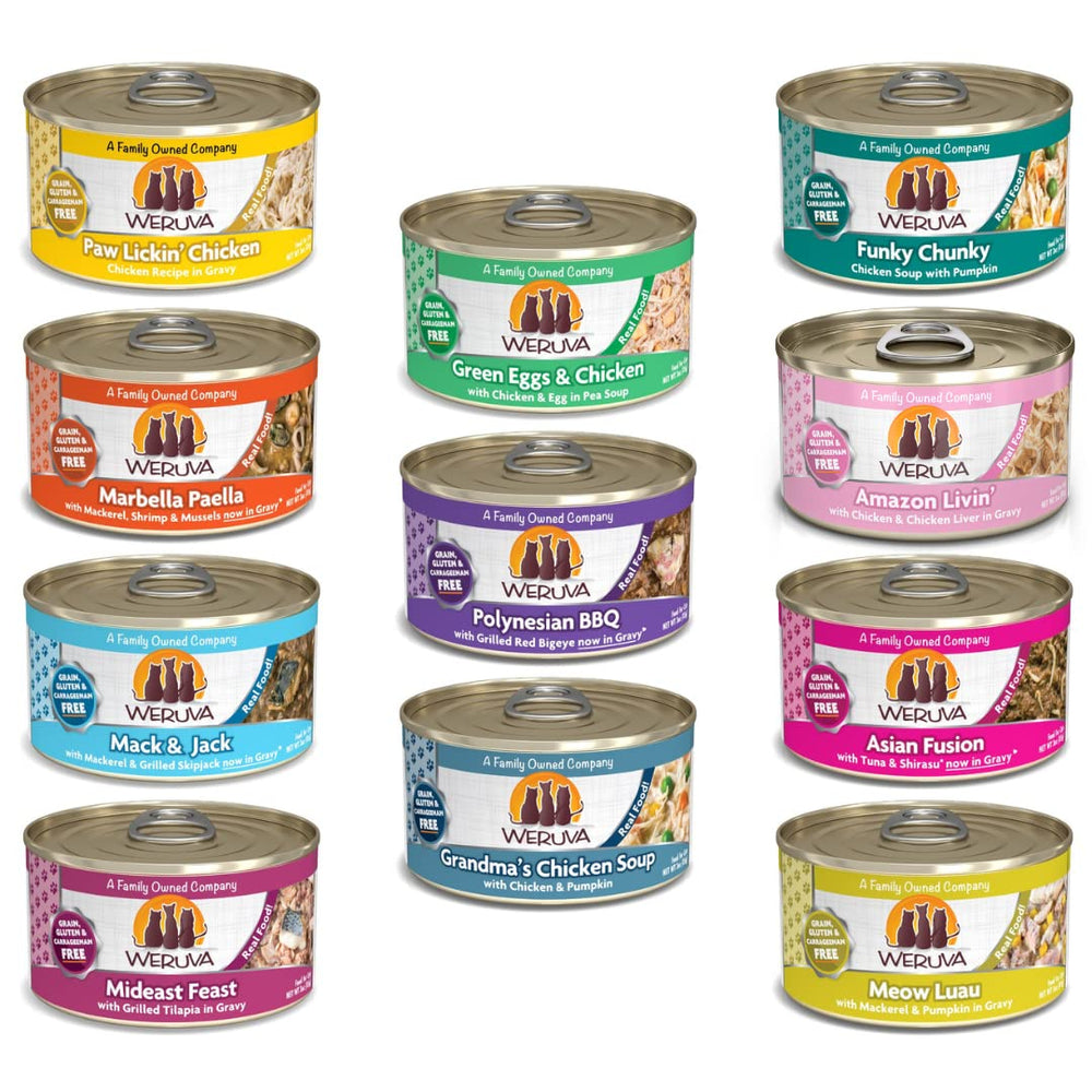 Weruva Classic Chat, assortiment 11 saveurs, textures variées pour stimuler l'appétit