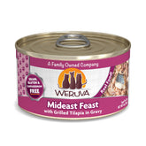 Weruva Classic Cat Food Mideast Feast tilapia dans sauce, bouchées savoureuses pour chat.