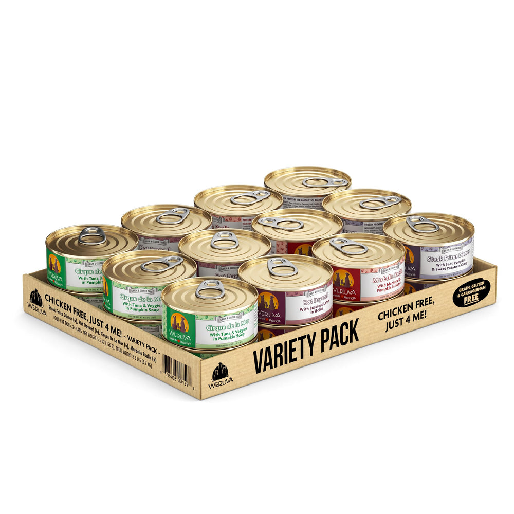 Weruva Classic Chien — variété 24 boîtes pour repas humide pratique et équilibré.
