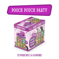 Gamme Weruva, pack de 12 sachets pour chien, repas humide facilité.