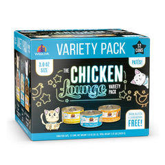 Weruva Paté Lounge poulet, portion 3oz, repas équilibré pour chat adulte.