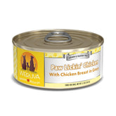 Weruva Paw Lickin Chicken en conserve: poulet blanc visible dans une sauce savoureuse pour chien.