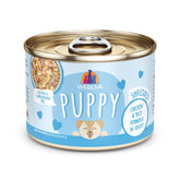Weruva Puppy, boîte poulet riz en sauce, repas pratique et appétissant.