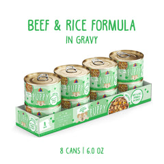 Weruva Puppy boeuf et riz en sauce: hydratation quotidienne et goût appétissant.