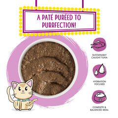 Texture onctueuse du pâté Weruva Tic Tac Whoa, thon et saumon.