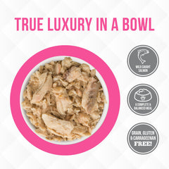 Weruva TruLuxe Pretty in Pink, saumon sauvage en morceaux dans sauce, bénéfice oméga-3.