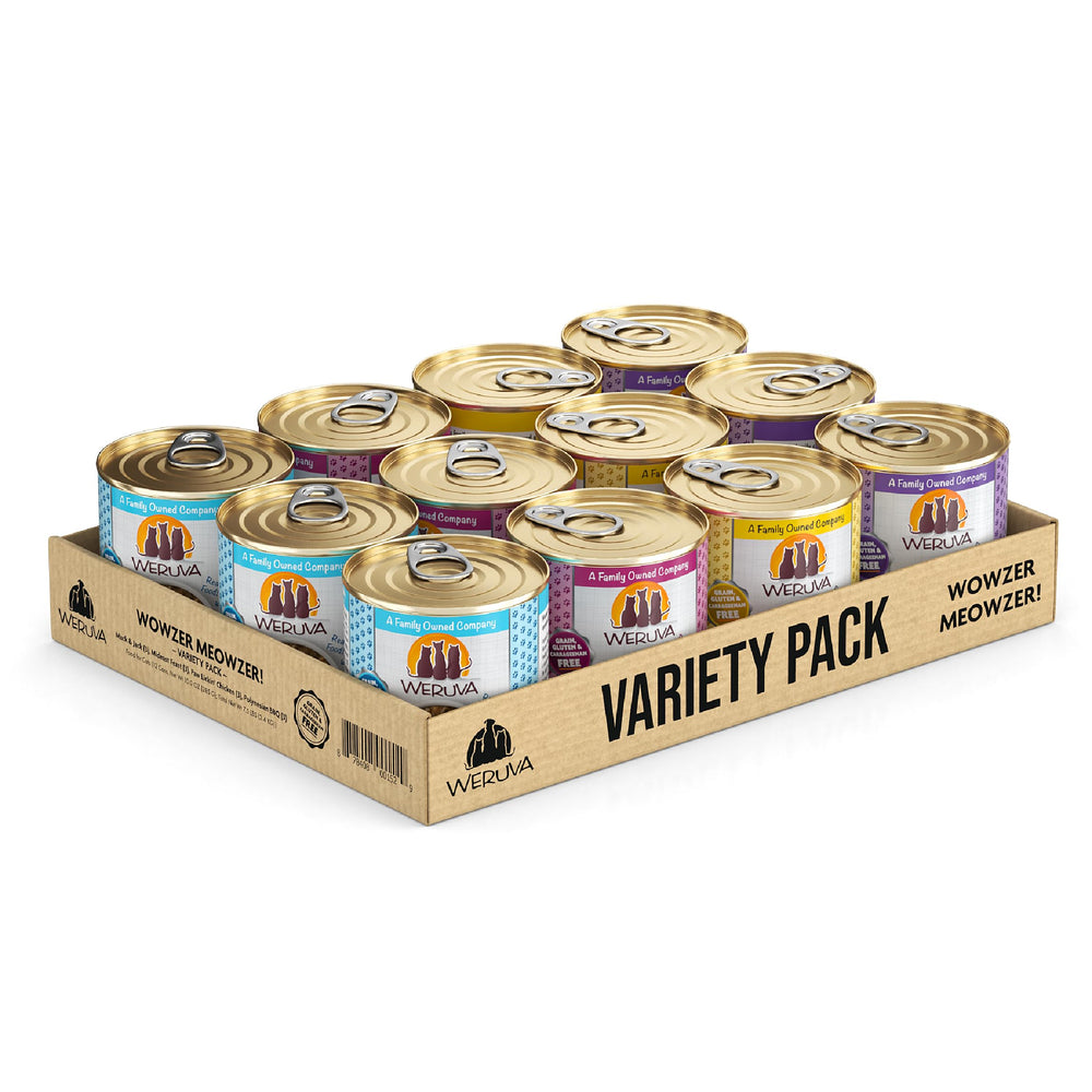 Nourriture Weruva Wowzer Meowzer coffret 12 boîtes pour chats multisalles.