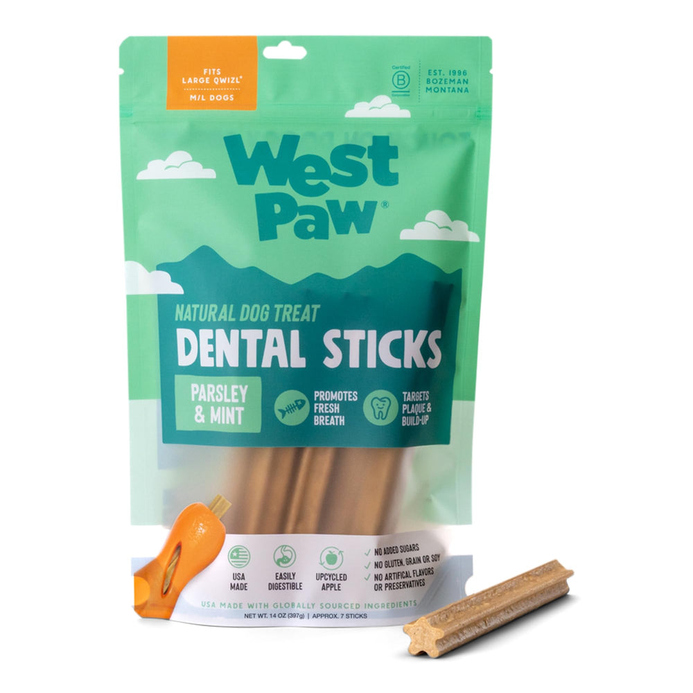 West Paw Dental Sticks: sac 14 oz, pratique pour jeu et mastication