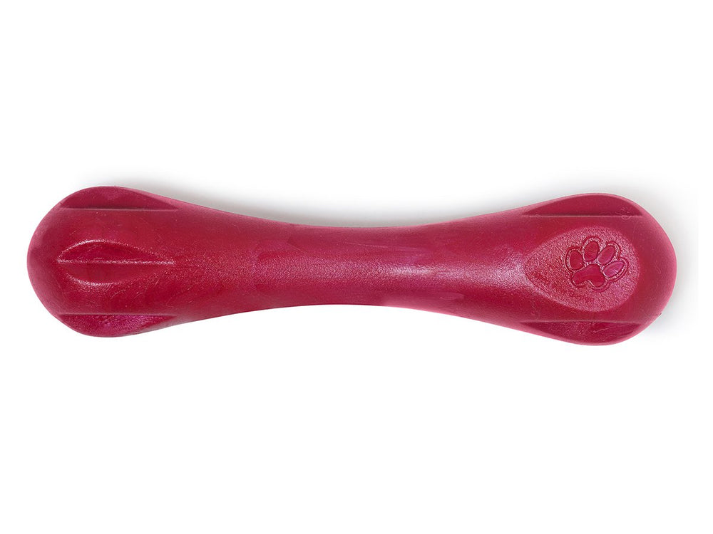 West Paw Zogoflex Hurley, jouet-os flottant rouge, idéal pour le jeu de lancer et d'attraper dans l'eau.