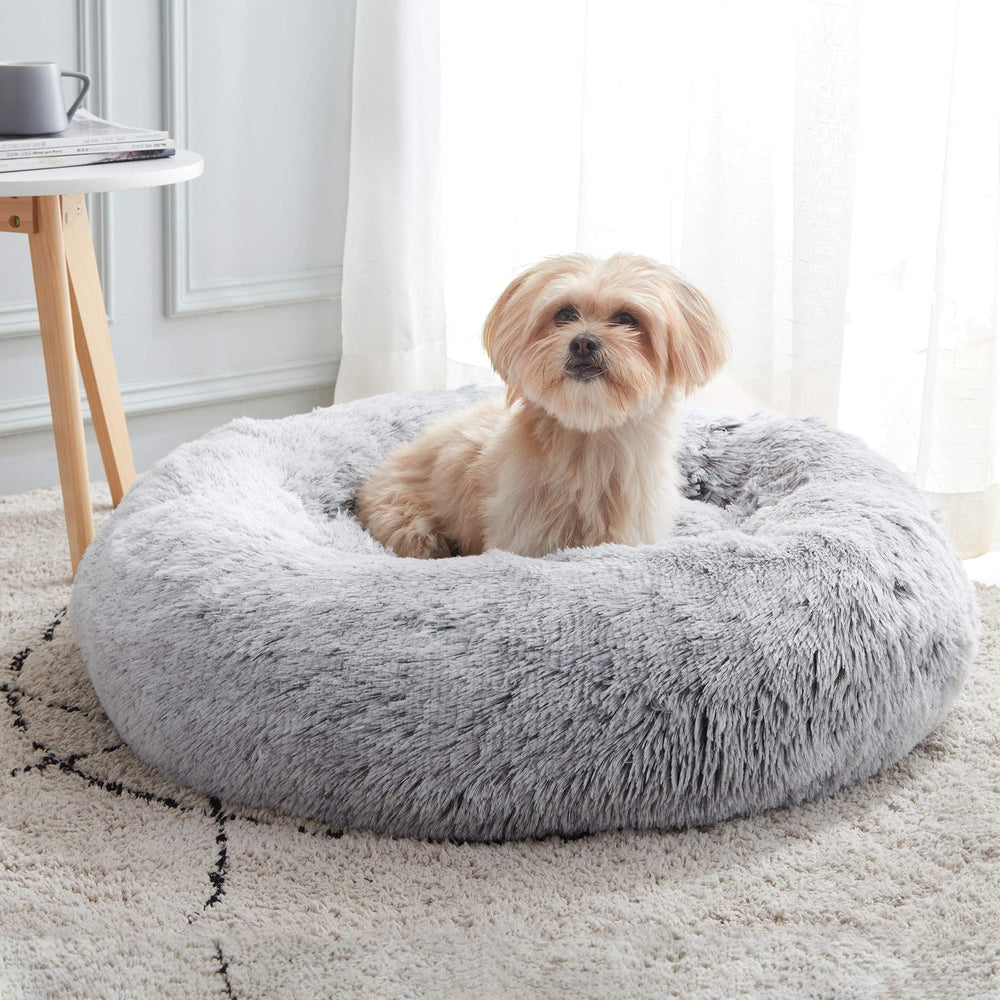 Lit rond apaisant WESTERN HOME WH pour chien et chat, confort douillet en fausse fourrure.