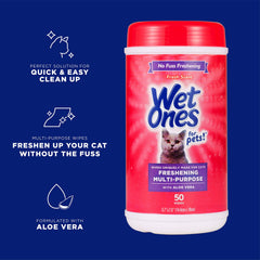 Wet Ones Lingettes Nettoyage Poil Chat: élimine poussière et odeur entre les bains.