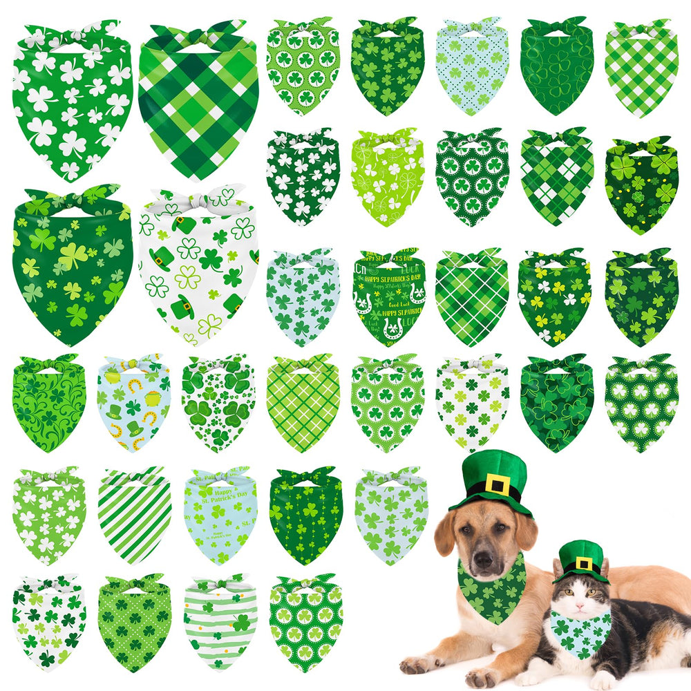 Whaline bandana chien Saint-Patrick vert réversible pour un style festif et confortable.