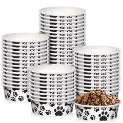 Whaline bol jetable avec motif os et patte, attrayant pour les repas des animaux.
