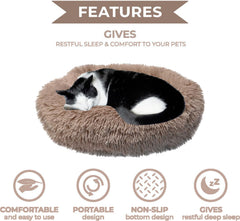 Whiskers & Friends lit chat tissu peluche doux, rembourrage confortable pour repos.