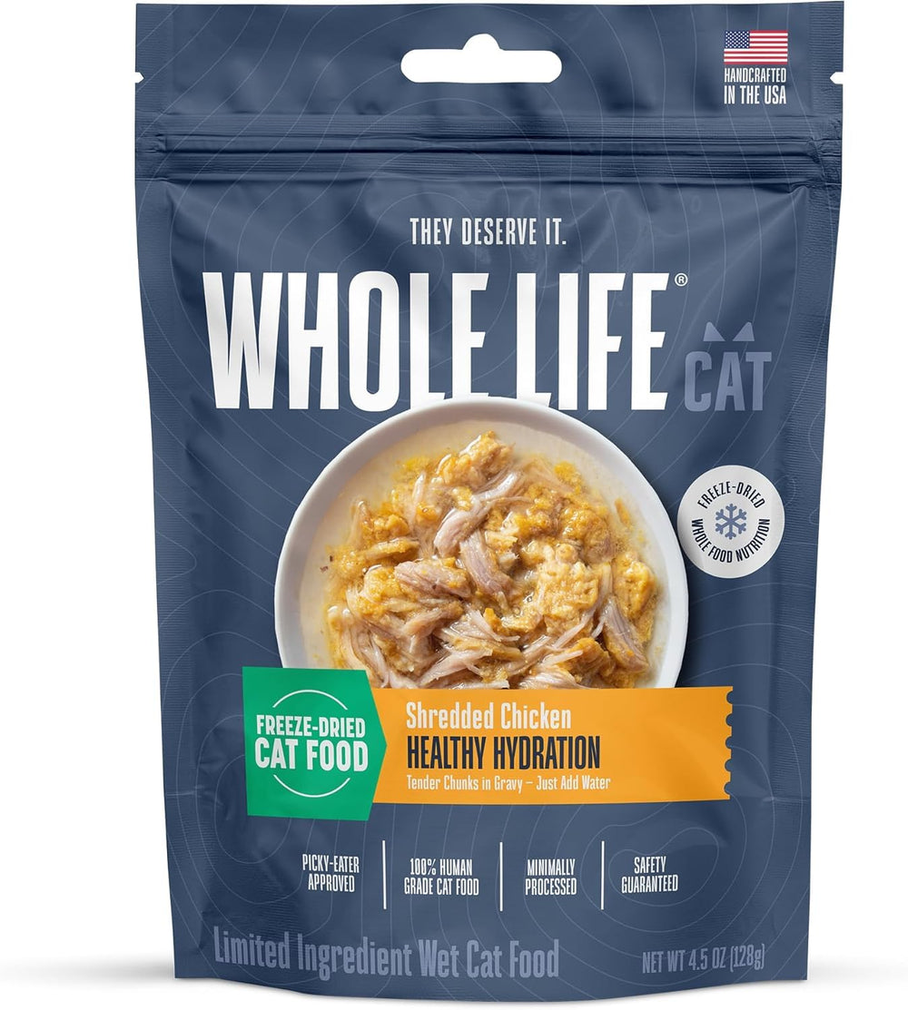 Whole Life Chat plat lyophilisé prêt à hydrater le repas du chat.